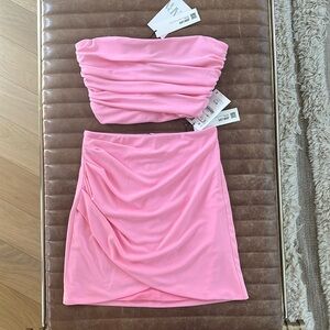 Zara Pink Matching Crop Tube Top and Skirt Set
